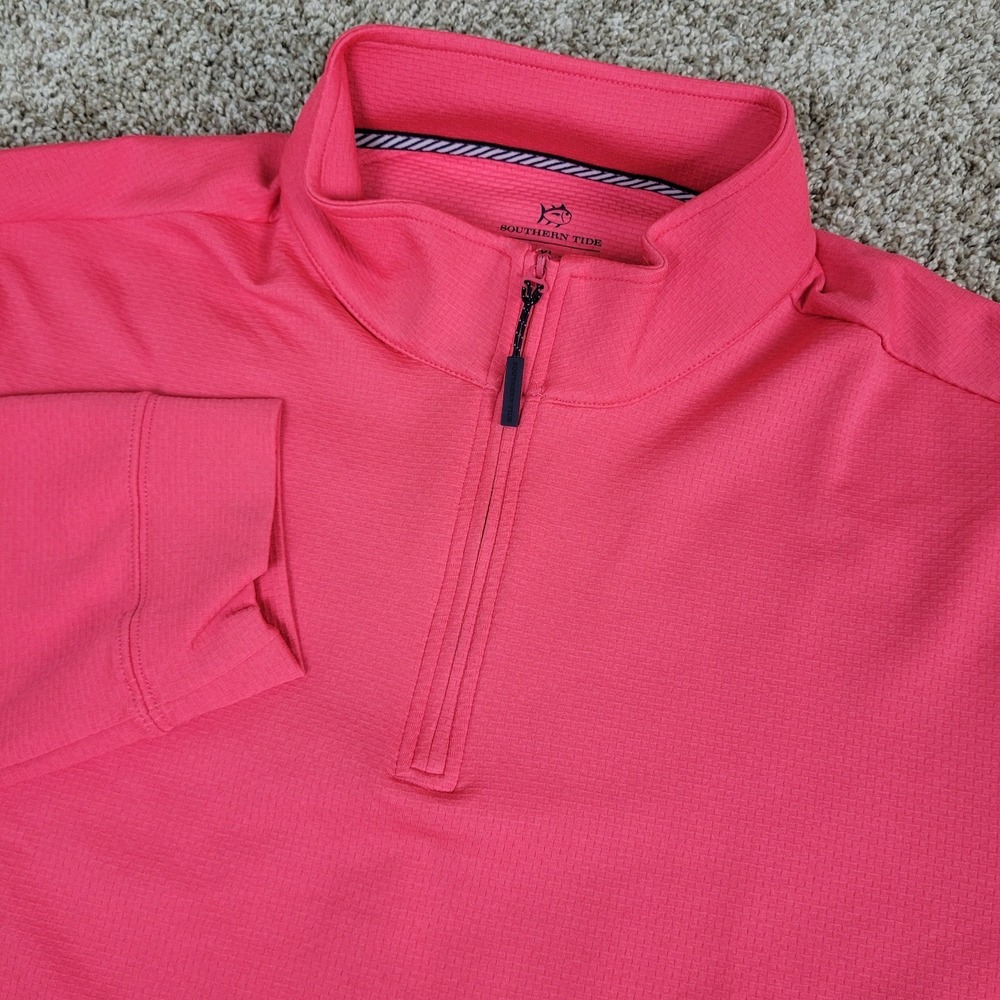 Southern Tide Mens XL Solid Red Performance Stretch Golf Quarter Zip